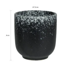 Krumble Koffie Mok - 200 Ml - Keramiek - Zwart Met Witte Spetters - Set Van 4 -Tafel Benodigdheden Winkel 1000071217 0102