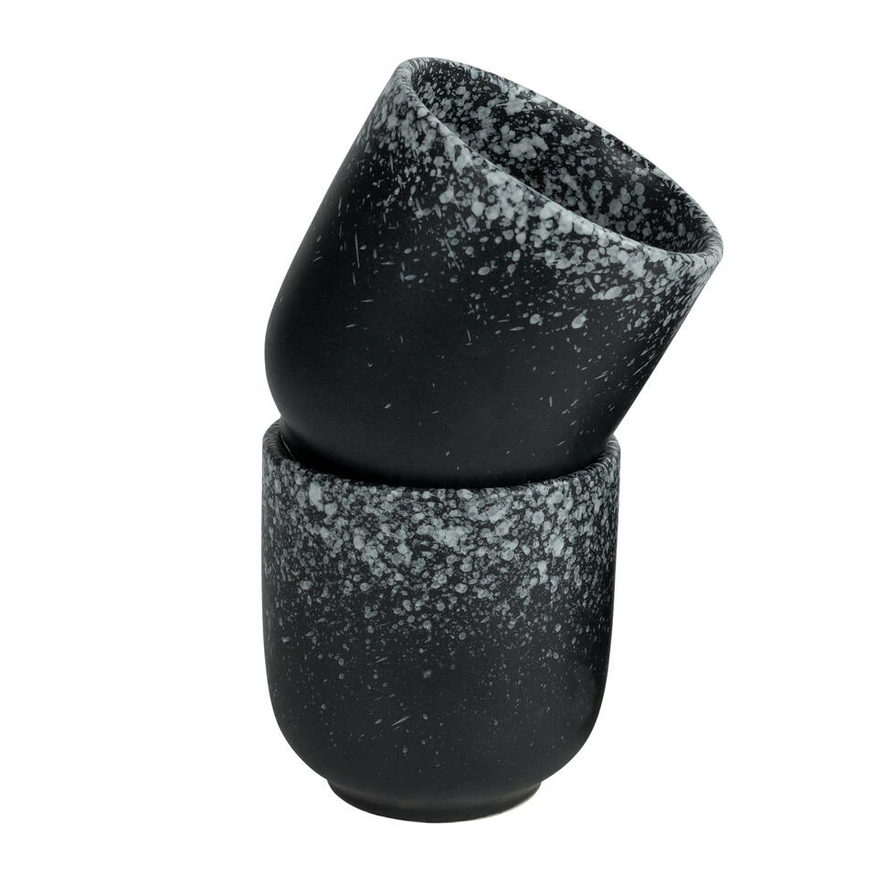 Krumble Koffie Mok - 200 Ml - Keramiek - Zwart Met Witte Spetters 3 Krumble Koffie Mok - 200 Ml - Keramiek - Zwart Met Witte Spetters - Afbeelding 3