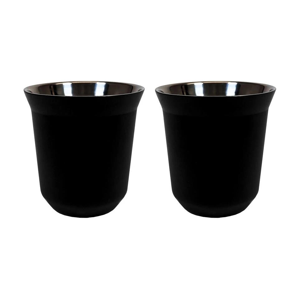 Krumble Espressokopjes Staal Set Van 2 - Zwart 1 Krumble Espressokopjes Staal Set Van 2 - Zwart