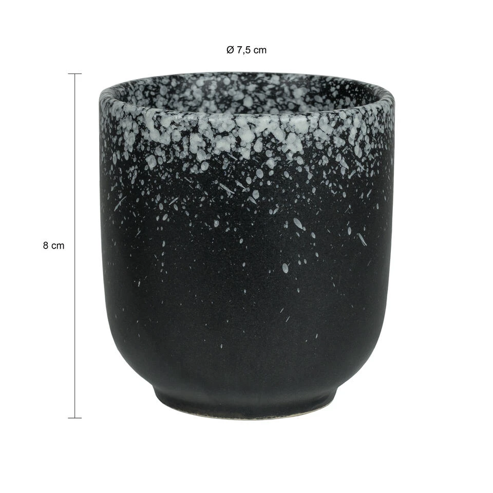 Krumble Koffie Mok - 200 Ml - Keramiek - Zwart Met Witte Spetters - Set Van 6 3 Krumble Koffie Mok - 200 Ml - Keramiek - Zwart Met Witte Spetters - Set Van 6 - Afbeelding 3