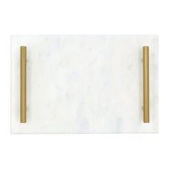 QUVIO Dienblad Met Gouden Hendels - Marmer - Wit -Tafel Benodigdheden Winkel 1000071545 0102