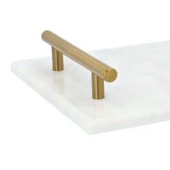 QUVIO Dienblad Met Gouden Hendels - Marmer - Wit -Tafel Benodigdheden Winkel 1000071545 0103