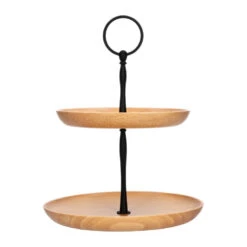 QUVIO Etagere - 2 Laags - Hout - Donkerbruin