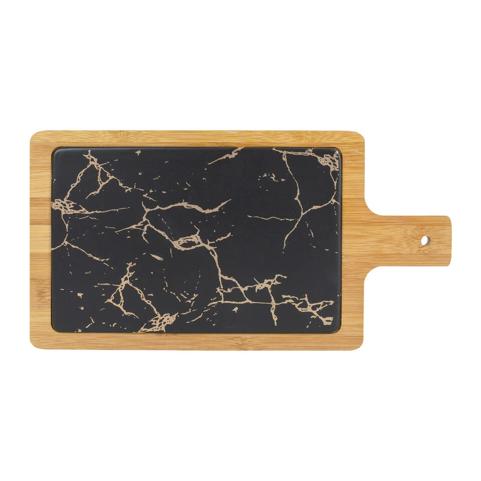 Krumble Serveerplank - Hout En Marmer Look - Zwart 2 Krumble Serveerplank - Hout En Marmer Look - Zwart - Afbeelding 2