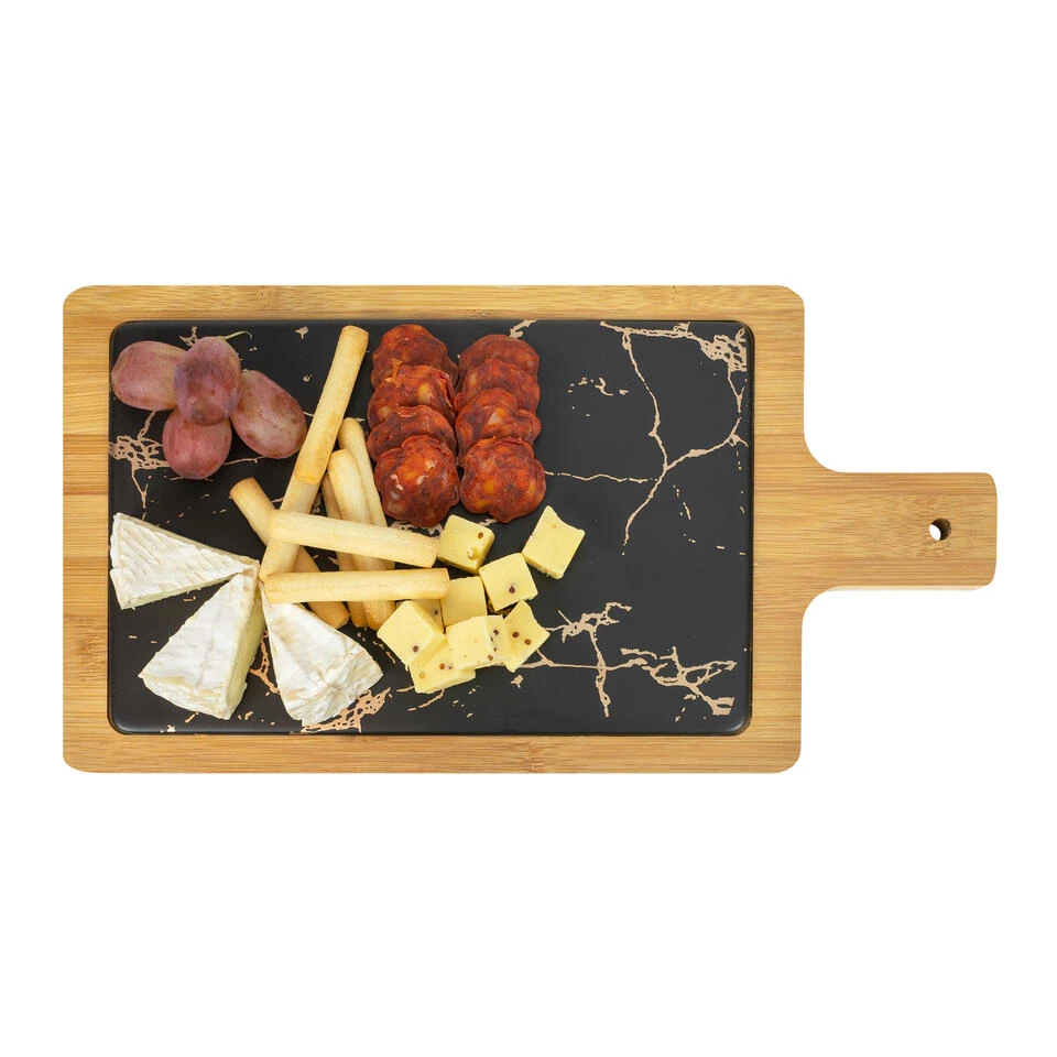 Krumble Serveerplank - Hout En Marmer Look - Zwart 1 Krumble Serveerplank - Hout En Marmer Look - Zwart