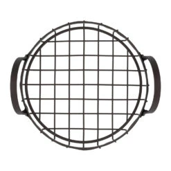 QUVIO Mand Met Handvaten Rond - Metaal - Bruin -Tafel Benodigdheden Winkel 1000071570 0103