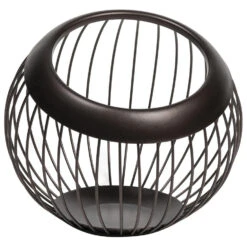 QUVIO Ronde Fruitschaal Metaal - Zwart Met Een Bruine Gloed