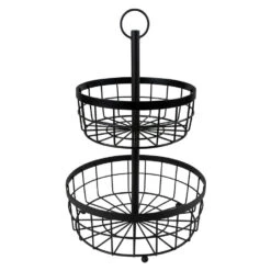QUVIO Fruitmand 2 Laags - Metaal - Zwart -Tafel Benodigdheden Winkel 1000071575 0103