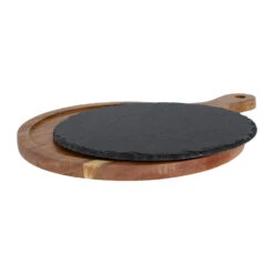 Krumble Serveerplank Rond - M - Hout En Leisteen -Tafel Benodigdheden Winkel 1000074025 0102