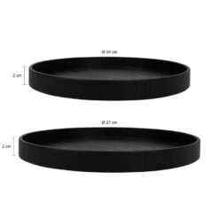 QUVIO Houten Dienblad Rond - Set Van 2 (24 Cm En 27 Cm) -Tafel Benodigdheden Winkel 1000074699 0102
