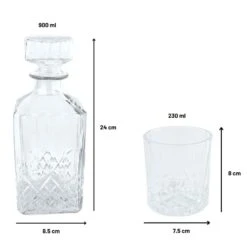 Orange85 Whisky Karaf Met 4 Glazen 5- Delig Transparant 900/230 Ml Glas Set -Tafel Benodigdheden Winkel 1000077206 0111