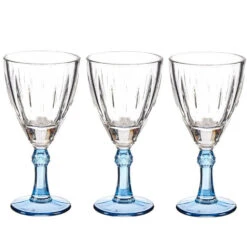 Vivalto - Wijnglazen Exotic Collection Set 6x Op Blauwe Voet 275 Ml -Tafel Benodigdheden Winkel 1000077235 0100
