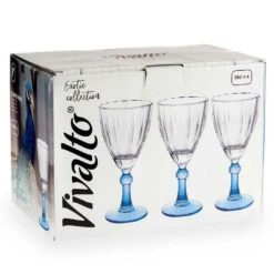 Vivalto - Wijnglazen Exotic Collection Set 6x Op Blauwe Voet 275 Ml -Tafel Benodigdheden Winkel 1000077235 0102