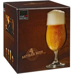 Secret De Gourmet Bierglazen - 4 St - Transparant - Voetglazen - 370 Ml - 18 Cm -Tafel Benodigdheden Winkel 1000077246 0102