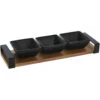 Excellent Houseware Serveerplank Met 3 Tapas Schaaltjes - Hout - 32 X 10 Cm