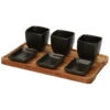 Excellent Houseware Serveerplank Met 3 Tapas Schaaltjes - Hout - 25 X 16 Cm