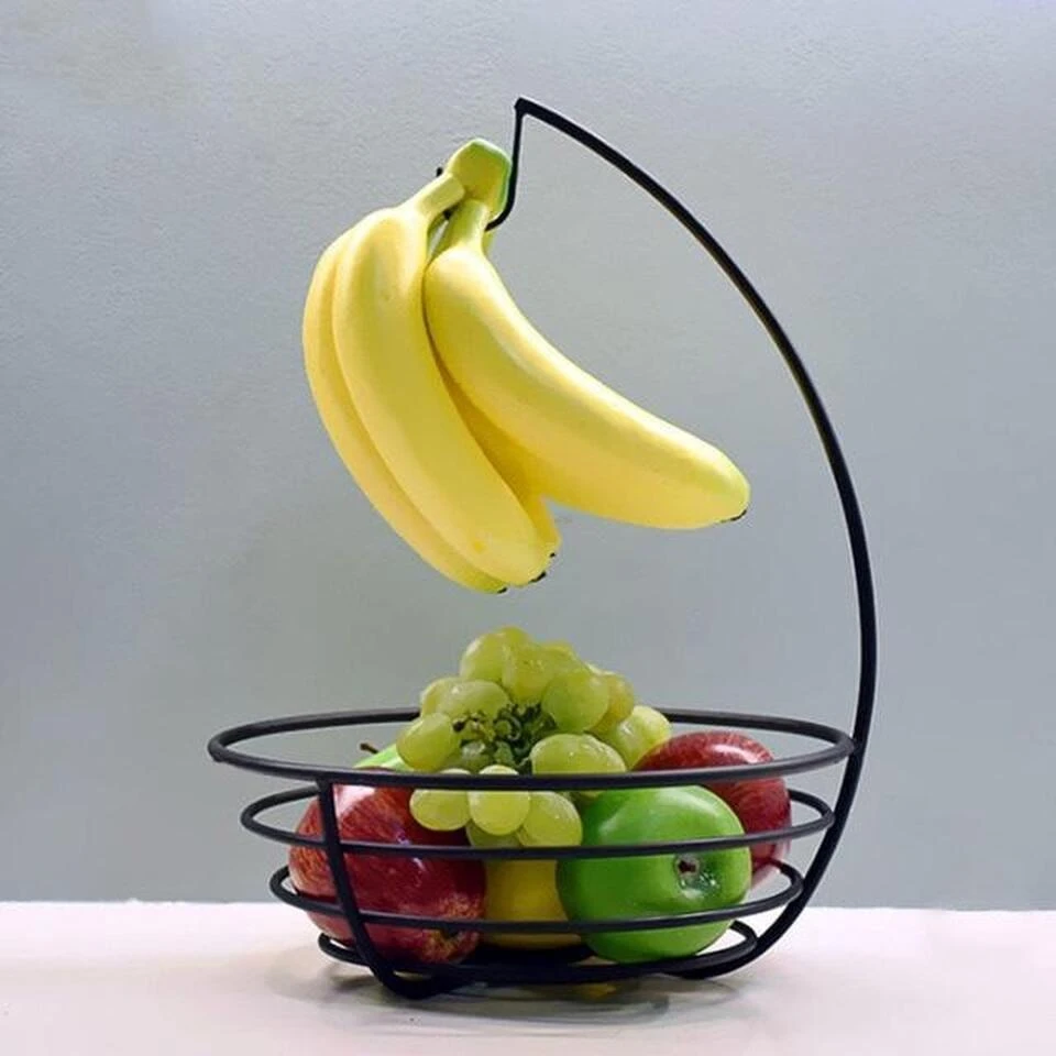 Cosy&Trendy Fruitmand Met Banaanhouder - Zwart 2 Cosy&Trendy Fruitmand Met Banaanhouder - Zwart - Afbeelding 2