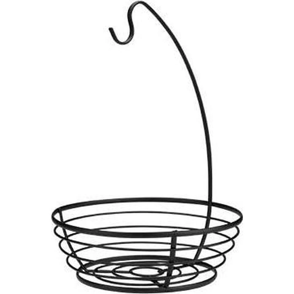 Cosy&Trendy Fruitmand Met Banaanhouder - Zwart 1 Cosy&Trendy Fruitmand Met Banaanhouder - Zwart