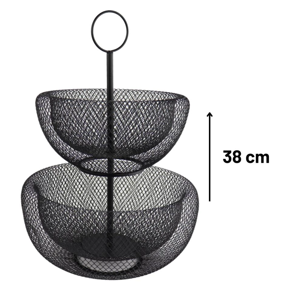 Orange85 Fruitschaal Zwart Etagere Fruitmand 2 Lagen 2 Orange85 Fruitschaal Zwart Etagere Fruitmand 2 Lagen - Afbeelding 2
