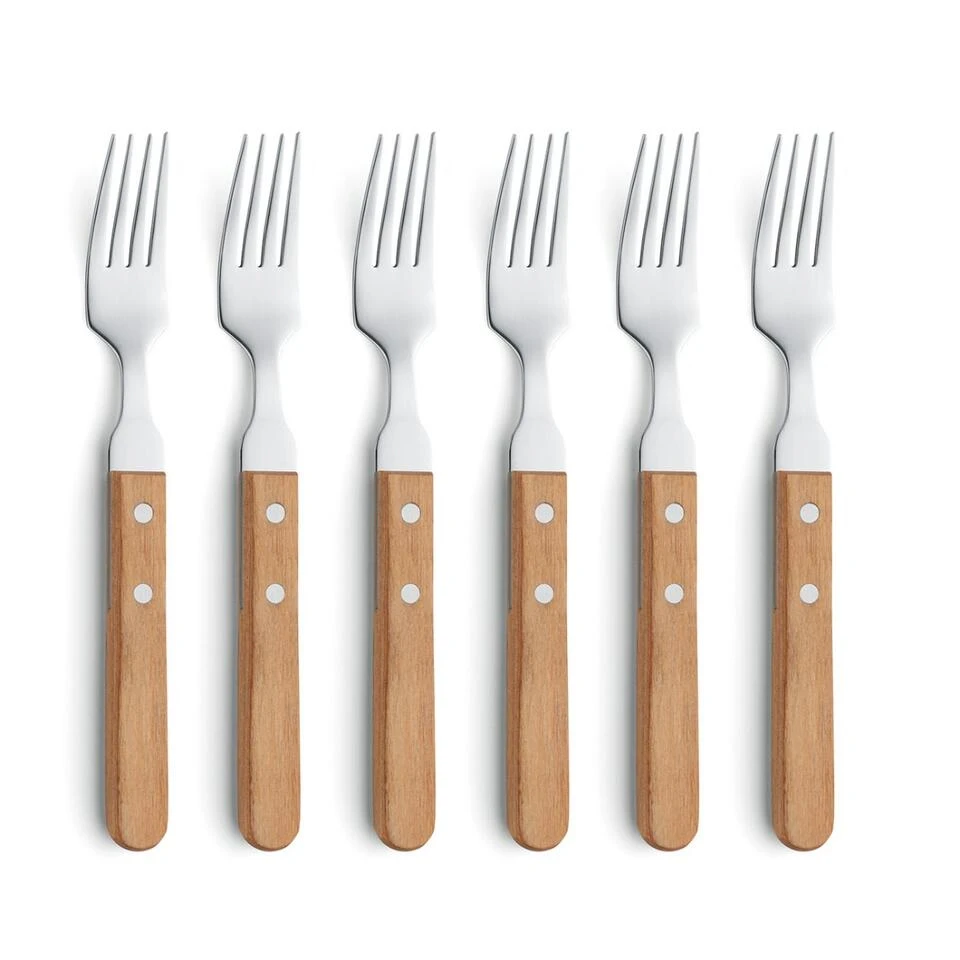 Amefa Pizza - 6 Steakvorken - Natural Wood 1 Amefa Pizza - 6 Steakvorken - Natural Wood