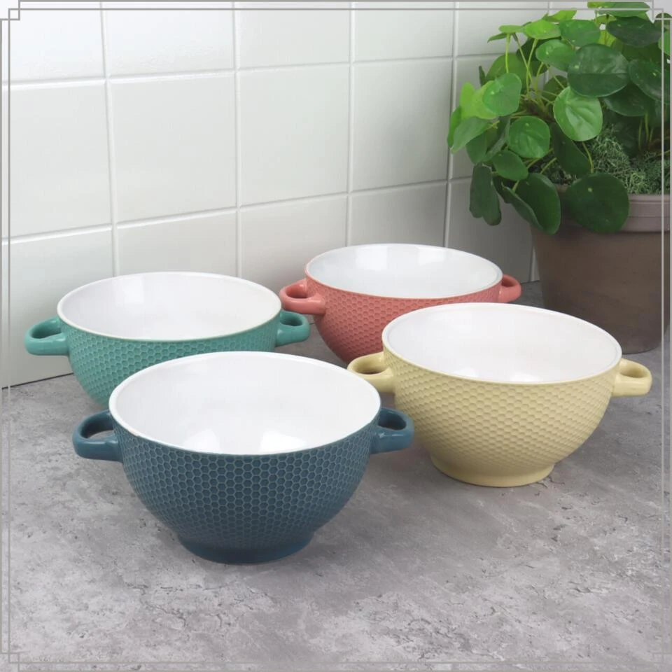 OTIX Soepkommen Met Oor Set Van 4 Verschillende Kleuren Aardewerk 680 Ml 3 OTIX Soepkommen Met Oor Set Van 4 Verschillende Kleuren Aardewerk 680 Ml - Afbeelding 3