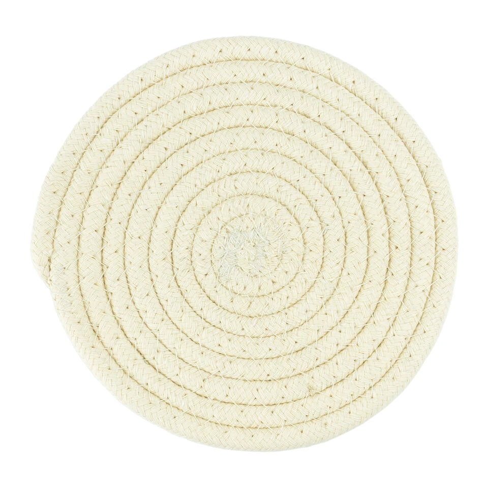 Krumble Pannenonderzetter Rond - Katoen - Beige 1 Krumble Pannenonderzetter Rond - Katoen - Beige
