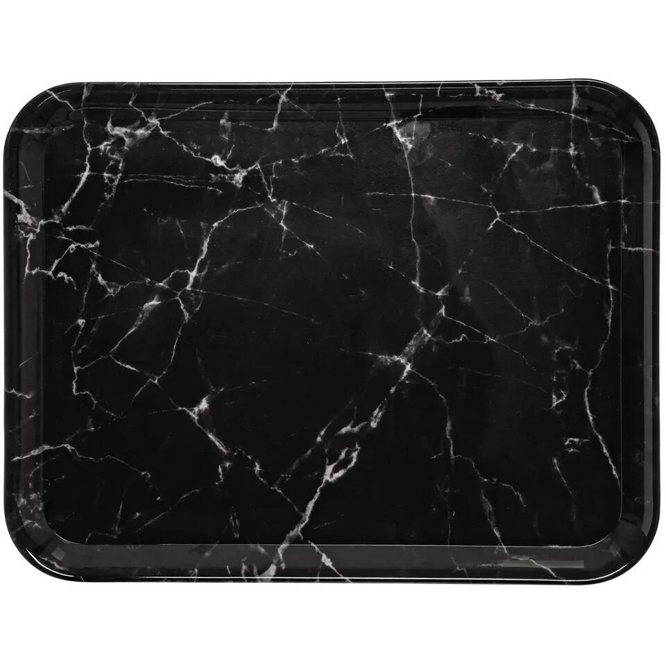 5Five Dienblad/serveer Tray Marble - Melamine - Zwart - 33 X 43 Cm 2 5Five Dienblad/serveer Tray Marble - Melamine - Zwart - 33 X 43 Cm - Afbeelding 2