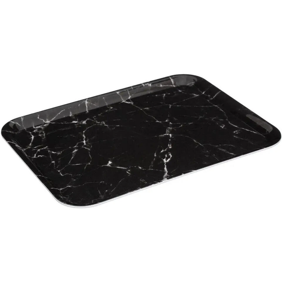 5Five Dienblad/serveer Tray Marble - Melamine - Zwart - 33 X 43 Cm 1 5Five Dienblad/serveer Tray Marble - Melamine - Zwart - 33 X 43 Cm