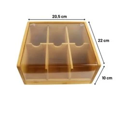 Orange85 Theedoos 6 Vaks Bamboe 20,5x22x10 Cm Kunststof -Tafel Benodigdheden Winkel 1000090166 0110