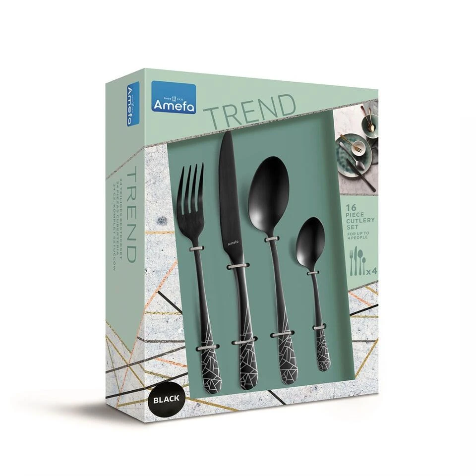 Amefa Austin Frost - 16-delige Bestekset Voor 4 Personen - Mat Zwart 3 Amefa Austin Frost - 16-delige Bestekset Voor 4 Personen - Mat Zwart - Afbeelding 3