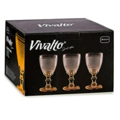 Vivalto - Luxe Wijnglazen Monaco Serie Set 6x Op Gouden Voet 330 Ml -Tafel Benodigdheden Winkel 1000093170 0102