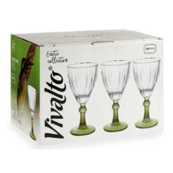Vivalto - Wijnglazen Exotic Collection Set 6x Op Groene Voet 275 Ml -Tafel Benodigdheden Winkel 1000093172 0102