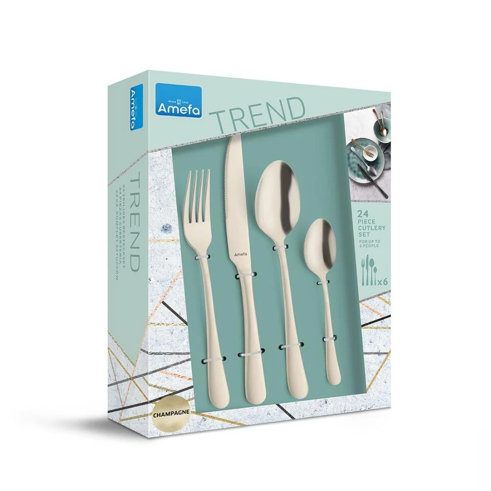 Amefa Austin - 24-delige Bestekset Voor 6 Personen - Mat Champagne 4 Amefa Austin - 24-delige Bestekset Voor 6 Personen - Mat Champagne - Afbeelding 4