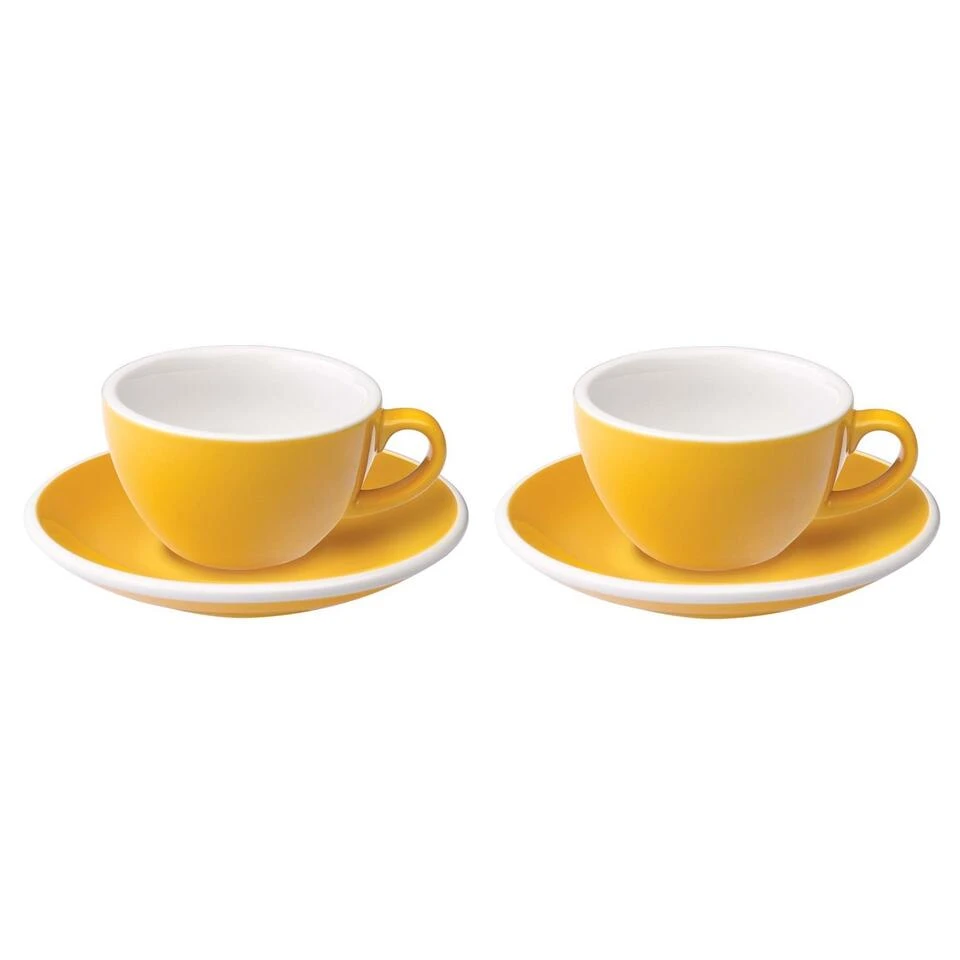 Egg Koffiekop Met Schotel - Set Van 2 - 150ml - Geel 1 Egg Koffiekop Met Schotel - Set Van 2 - 150ml - Geel