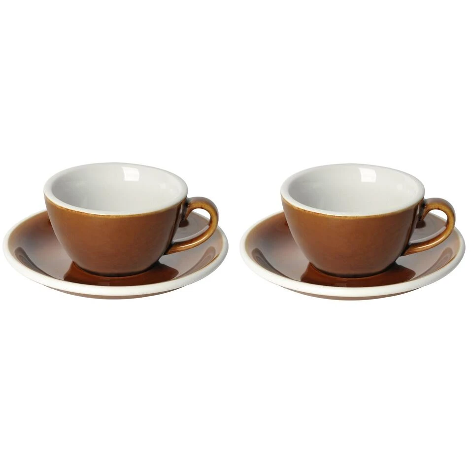 Egg Koffiekop Met Schotel - Set Van 2 - 150ml - Caramel 1 Egg Koffiekop Met Schotel - Set Van 2 - 150ml - Caramel