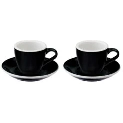 Egg Espressokop Met Schotel - Set Van 2 - 80ml - Zwart