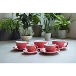 Egg Cappuccinokop Met Schotel - Set Van 2 - 250ml - Berry -Tafel Benodigdheden Winkel 1000093489 0102