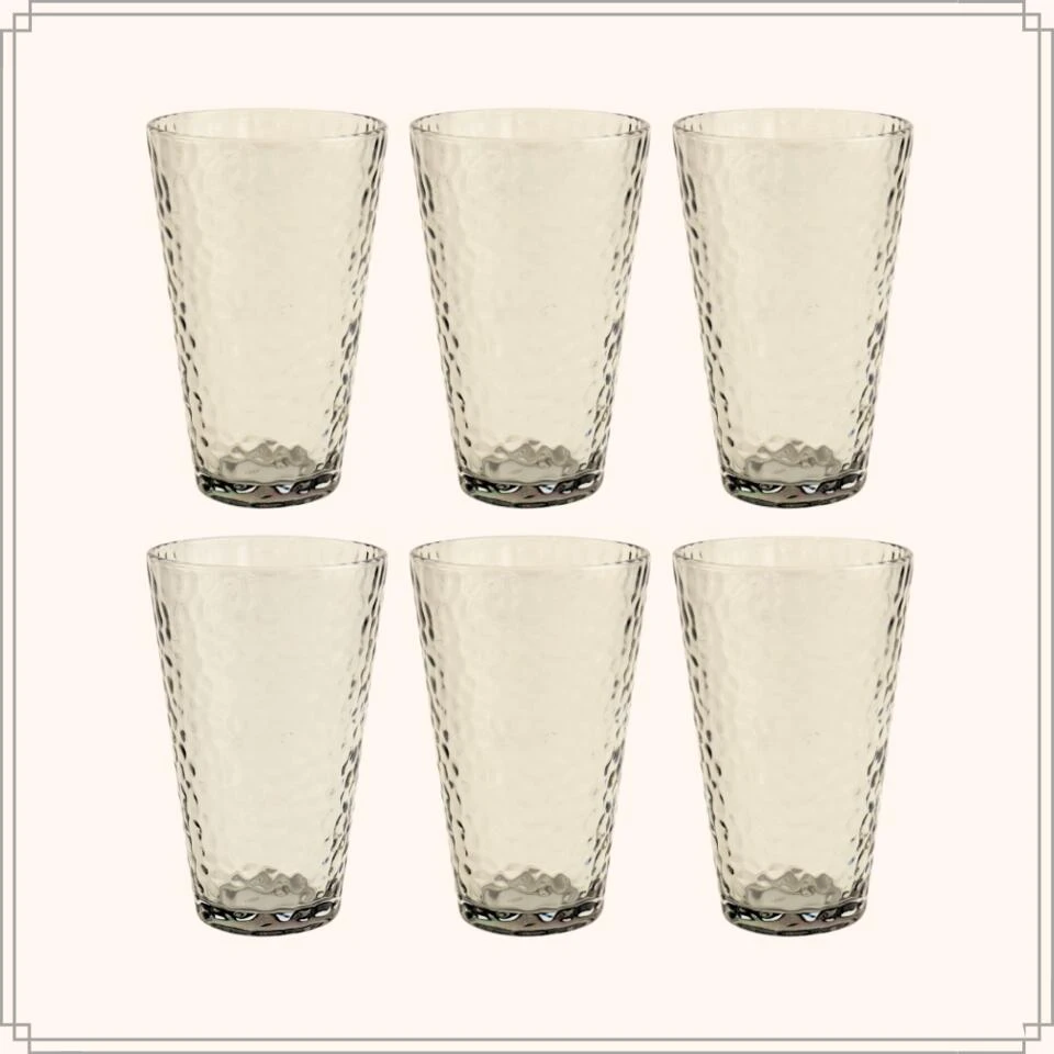 OTIX Waterglazen Longdrink Glazen Set Van 6 Stapelbaar 300ml Gehamerd Glas 2 OTIX Waterglazen Longdrink Glazen Set Van 6 Stapelbaar 300ml Gehamerd Glas - Afbeelding 2