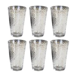 OTIX Waterglazen Longdrink Glazen Set Van 6 Stapelbaar 300ml Gehamerd Glas