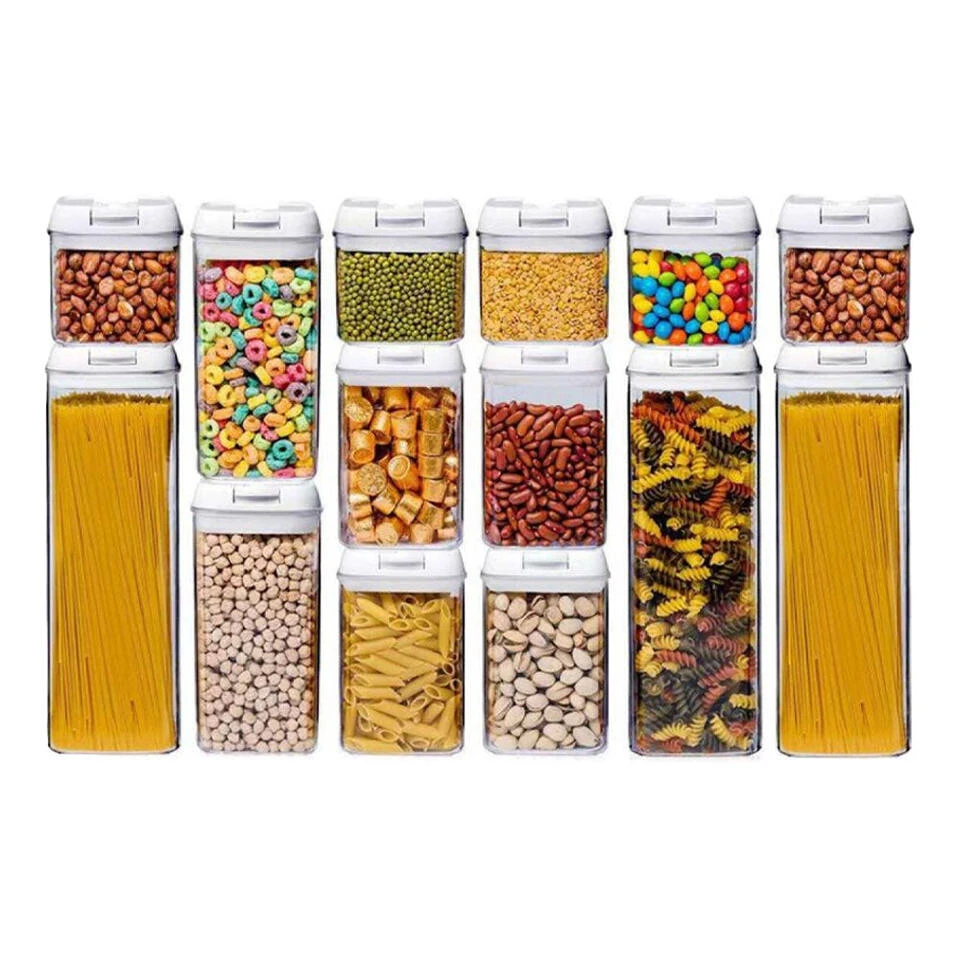 LW Collection Voorraadpotten 14 Stuks Met Stickers Witte Deksel 1 LW Collection Voorraadpotten 14 Stuks Met Stickers Witte Deksel