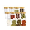 LW Collection Voorraadpotten Kruidenpotjes Glas 12 Stuks Bamboe Deksel 0.2L