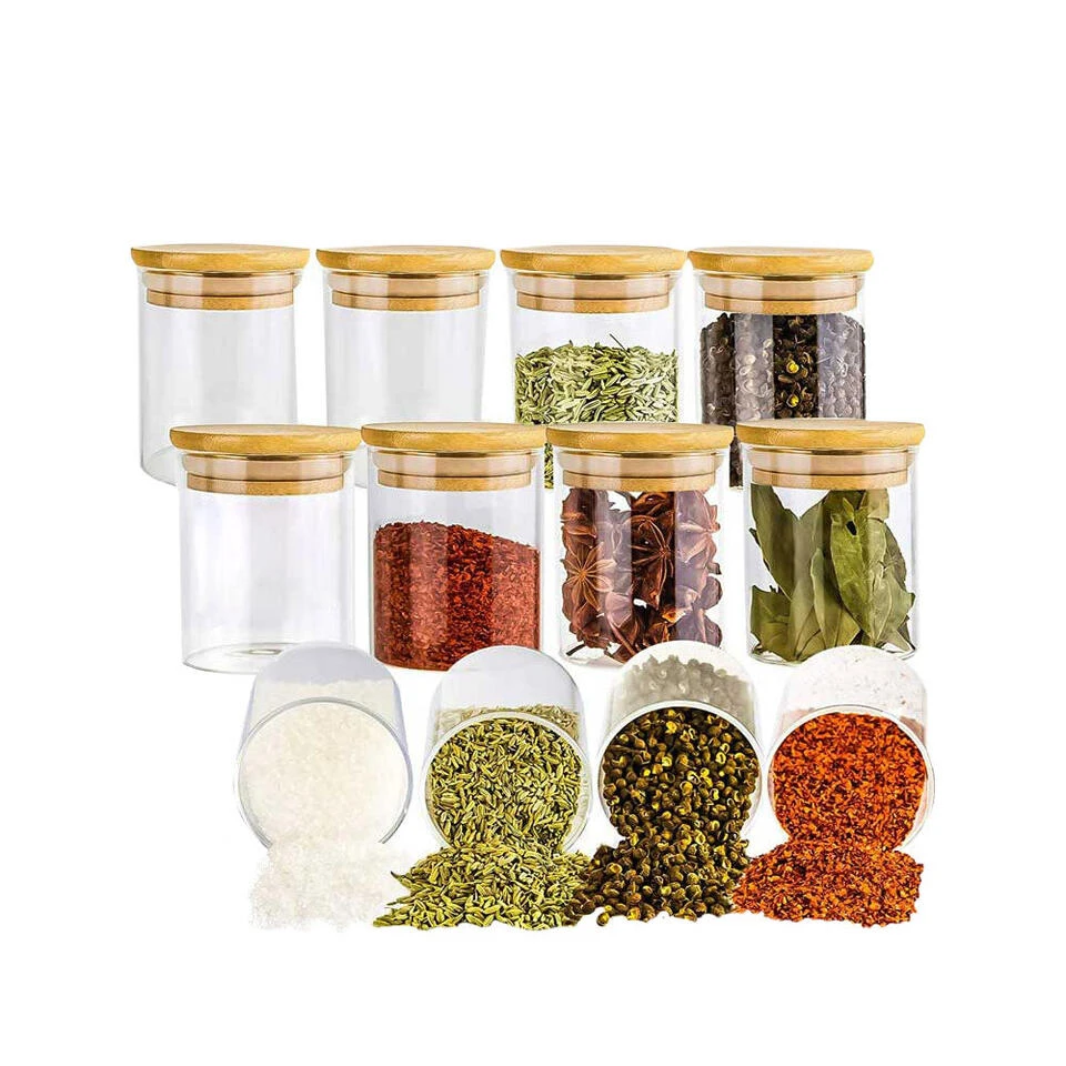 LW Collection Voorraadpotten Kruidenpotjes Glas 12 Stuks Bamboe Deksel 0.2L 1 LW Collection Voorraadpotten Kruidenpotjes Glas 12 Stuks Bamboe Deksel 0.2L