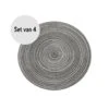 Krumble Placemat Rond - Zilver/grijs - Set Van 4