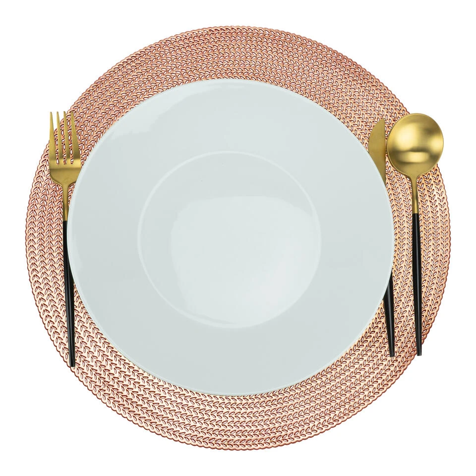 Krumble Placemat Rond - PVC - Rosegoud - Set Van 4 2 Krumble Placemat Rond - PVC - Rosegoud - Set Van 4 - Afbeelding 2