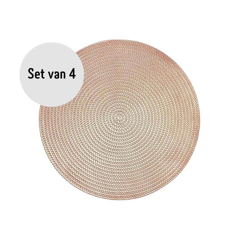 Krumble Placemat Rond - PVC - Rosegoud - Set Van 4 1 Krumble Placemat Rond - PVC - Rosegoud - Set Van 4