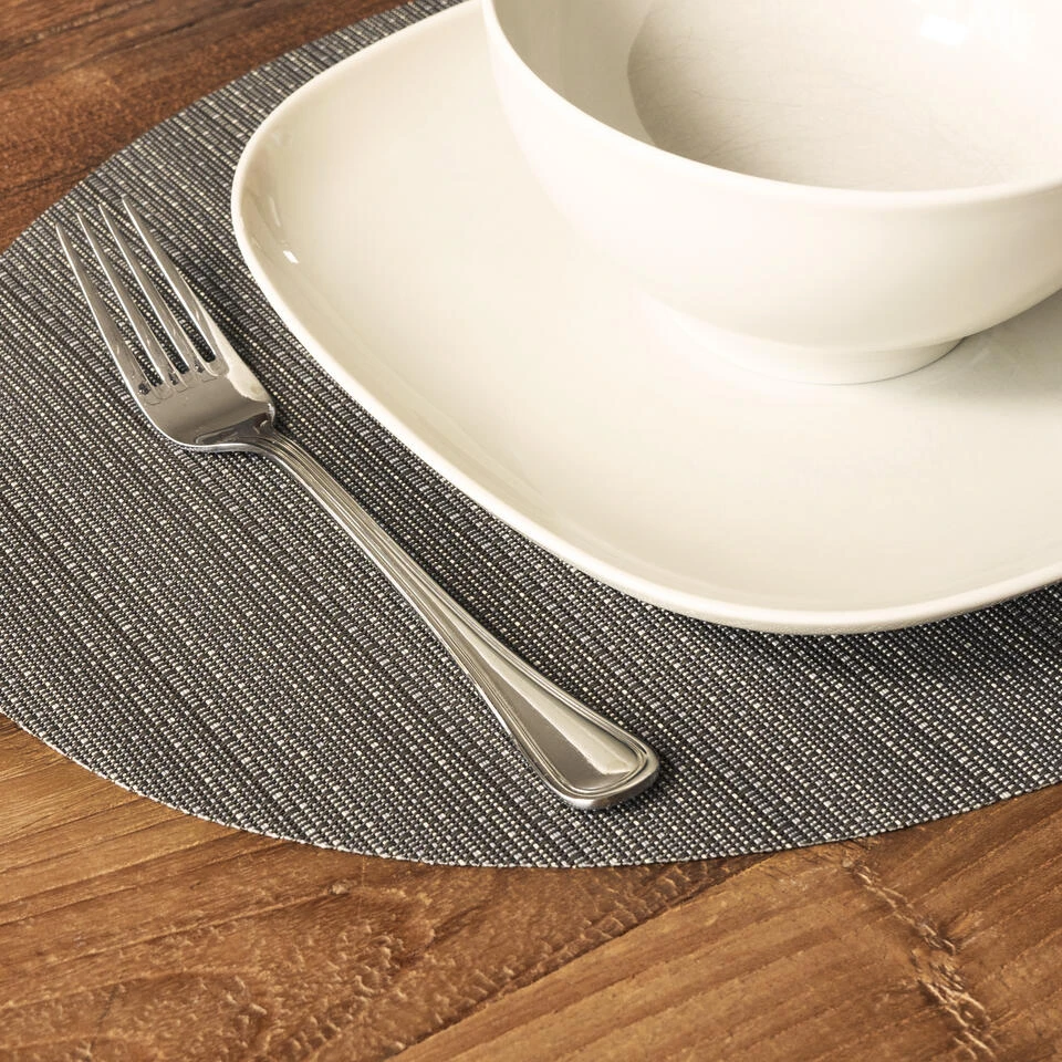 QUVIO Placemat Ovaal - 32 X 45 Cm - Grijs/bruin - Set Van 6 2 QUVIO Placemat Ovaal - 32 X 45 Cm - Grijs/bruin - Set Van 6 - Afbeelding 2