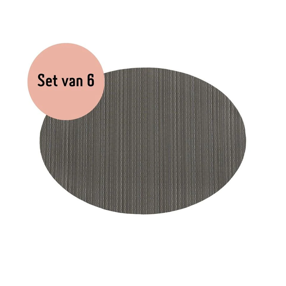 QUVIO Placemat Ovaal - 32 X 45 Cm - Grijs/bruin - Set Van 6 1 QUVIO Placemat Ovaal - 32 X 45 Cm - Grijs/bruin - Set Van 6