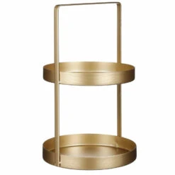 Mica Decorations Etagere - 2-laags - Metaal - Goud - H41 X D25 Cm