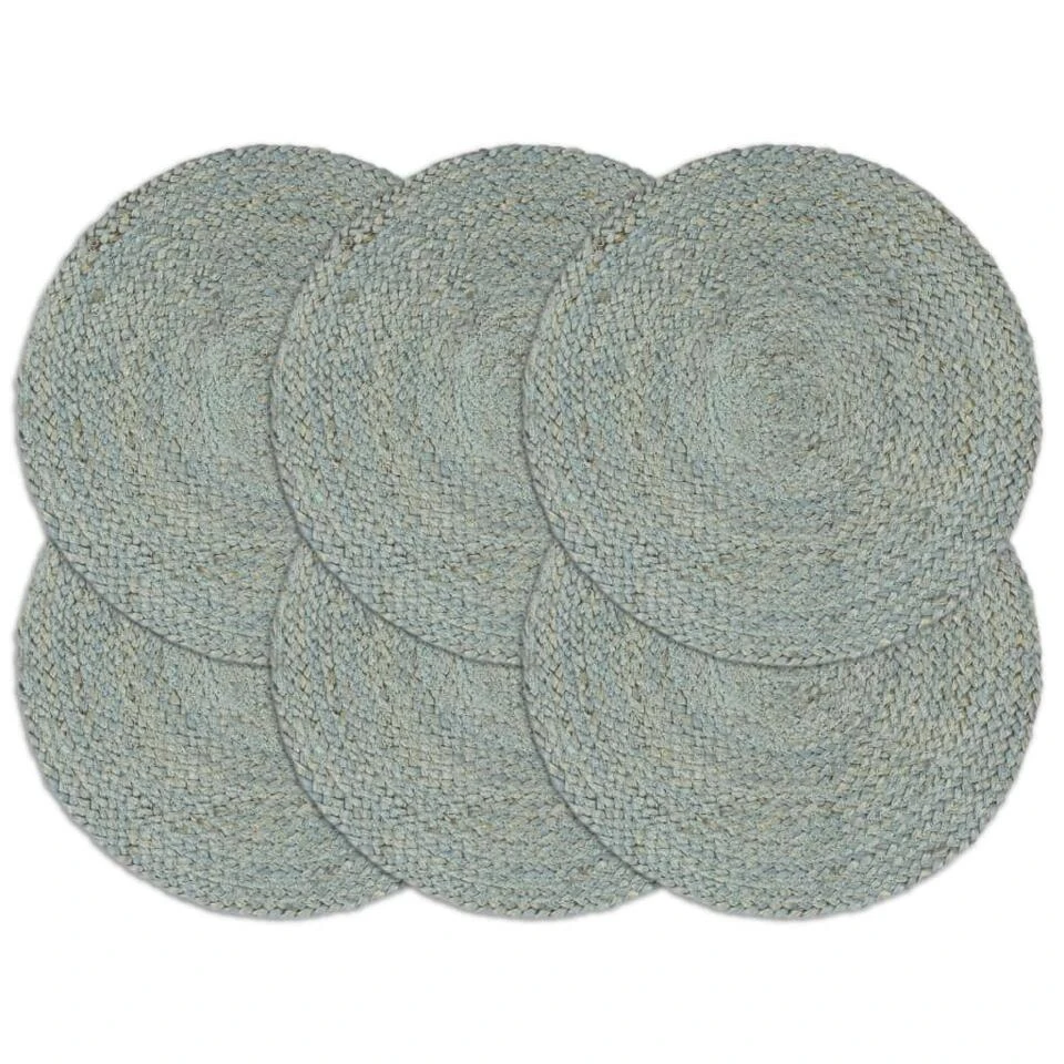 VidaXL Placemats 6 St Rond 38 Cm Jute Olijfgroen 1 VidaXL Placemats 6 St Rond 38 Cm Jute Olijfgroen