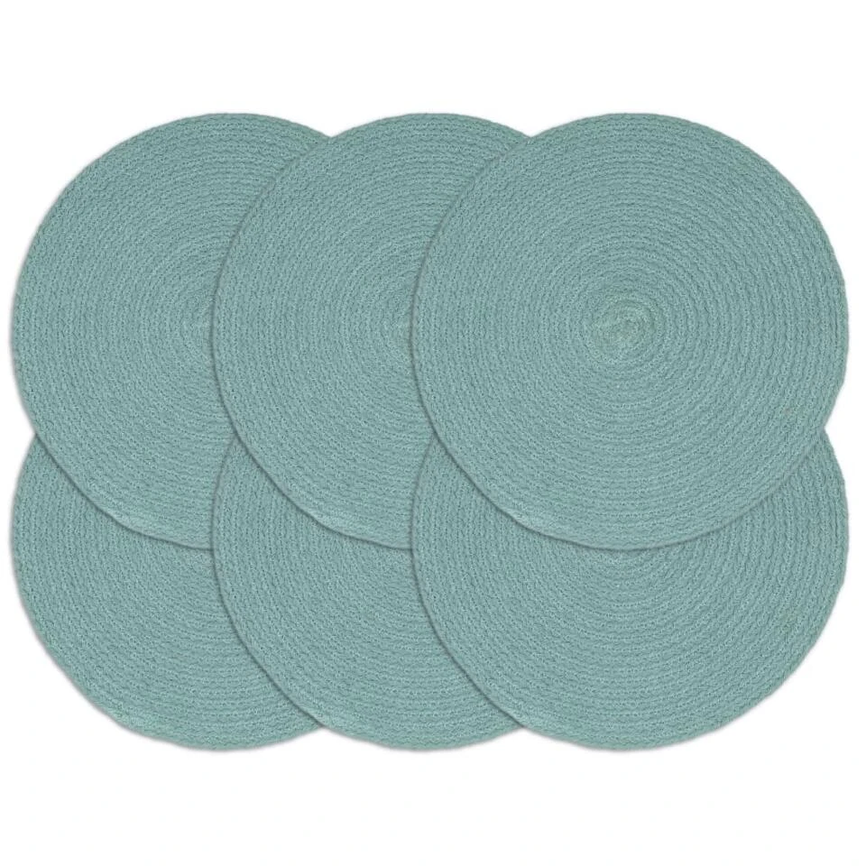 VidaXL Placemats 6 St Rond 38 Cm Katoen Effen Groen 1 VidaXL Placemats 6 St Rond 38 Cm Katoen Effen Groen